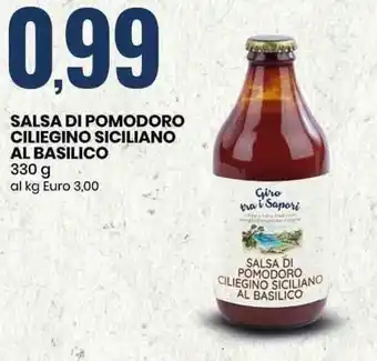 Eurospin Salsa di Pomodoro Ciliegino Siciliano Al Basilico 330g offerta