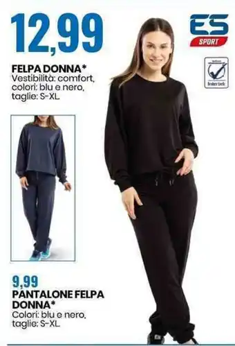 Eurospin Pantalone Felpa Donna S-XL offerta