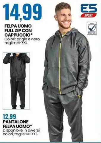 Eurospin Felpa Uomo Full Zip con Cappuccio M-XXL offerta