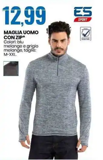 Eurospin Maglia Uomo con Zip M-XXL offerta