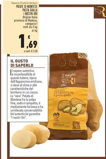 Conad PATATE DI MONTESE PASTA GIALLA I NOSTRI ORI offerta