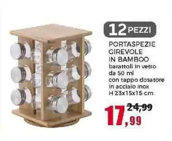 Happy Casa PORTASPEZIE GIREVOLE IN BAMBOO barattoli in vetro da 50 ml offerta