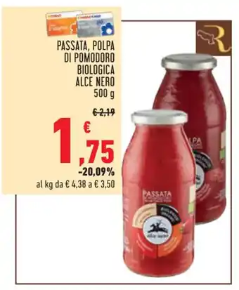 Conad PASSATA, POLPA DI POMODORO BIOLOGICA ALCE NERO 500 g offerta