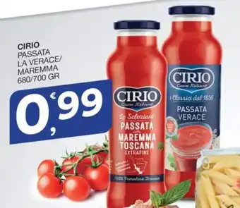 Quick Sisa CIRIO PASSATA LA VERACE/ MAREMMA 680/700 GR offerta