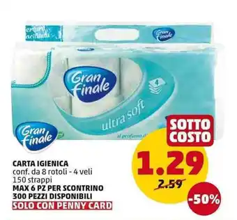 PENNY Gran Finale Carta Igienica 8 rotoli offerta