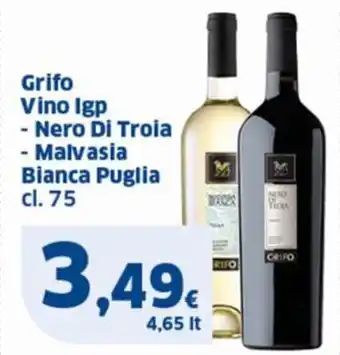 Sigma Grifo Vino Igp - Nero Di Troia - Malvasia Bianca Puglia cl.75 offerta