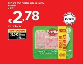 Bennet Beretta Prosciutto Cotto Alta Qualità offerta