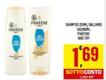 Despar SHAMP00 225ML/ BALSAMO 150/180ML PANTENE VARI TIPI offerta