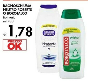 Bennet Neutro Roberts O Borotalco Bagnoschiuma offerta