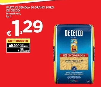 Bennet De Cecco Pasta Di Semola Di Grano Duro offerta