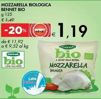 Bennet Bennet Bio Mozzarella Biologica offerta