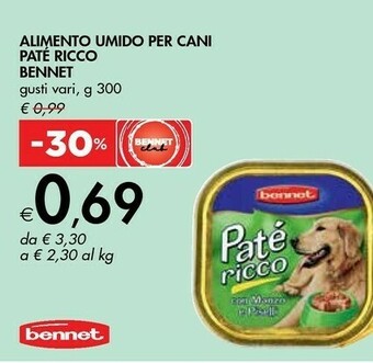 Bennet Bennet Alimento Umido Per Cani Paté Ricco offerta