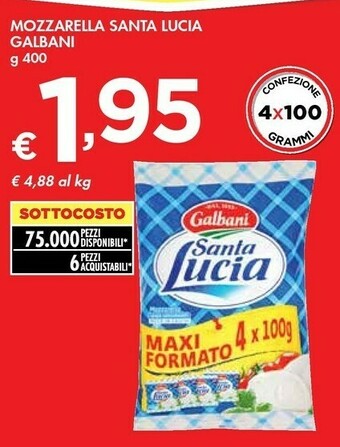 Bennet Galbani Mozzarella Santa Lucia offerta