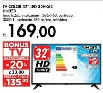United TV Color 32" Led 32HK62