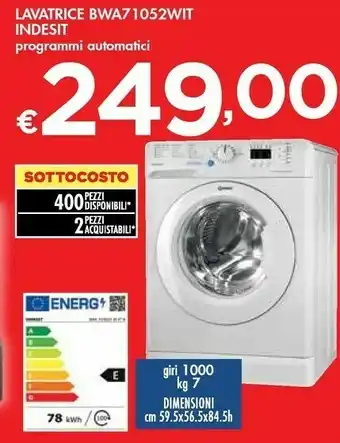 Bennet Indesit Lavatrice BWA71052WIT offerta