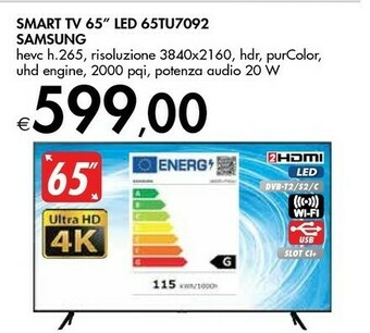 Bennet Samsung Smart TV 65 Led 65TU7092 offerta