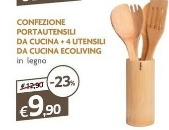 Famila Excelsa Confezione Portautensili Da Cucina + 4 Utensili Da Cucina Ecoliving offerta