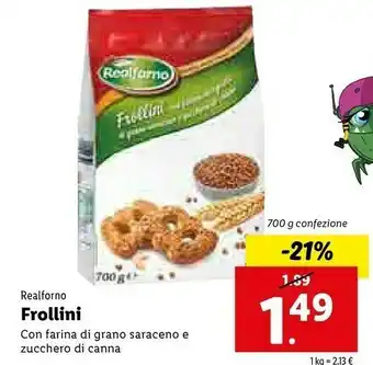 Lidl Realforno Frollini Con Farina Integrale Di Grano Saraceno E Zucchero Di Canna 700 G(ml) offerta
