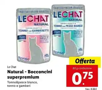 Lidl Le chat Natural Tonno & Pesce Bianco 80 G offerta