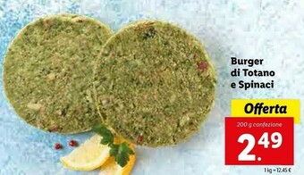 Lidl Burger Di Totano E Spinaci offerta