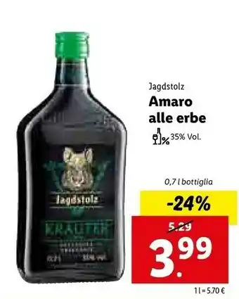 Lidl Jagdstolz Amaro Alle Erbe offerta