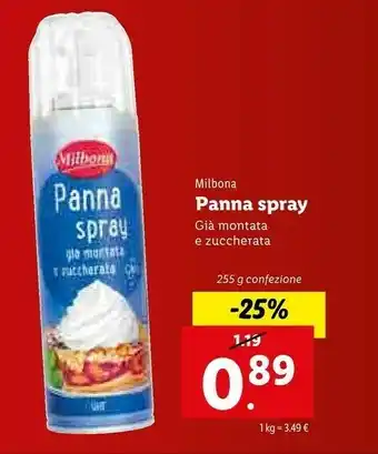 Lidl Milbona Panna Spray offerta