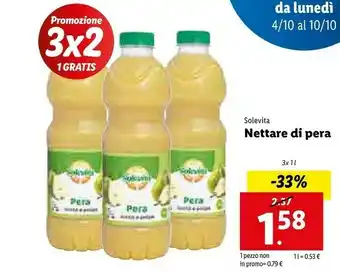Lidl Solevita Nettare Di Pera 1000 G(ml) offerta