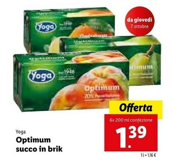 Lidl Yoga Optimum Succo In Brik offerta