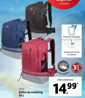 Lidl Crivit Zaino Da Trekking offerta
