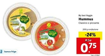 Lidl My best veggie Hummus Di Ceci Piccante 200 G(ml) offerta