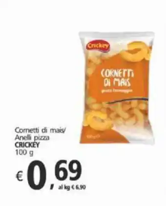 Supermercati Dok Cornetti di mais Anelli pizza CRICKEY 100 g offerta