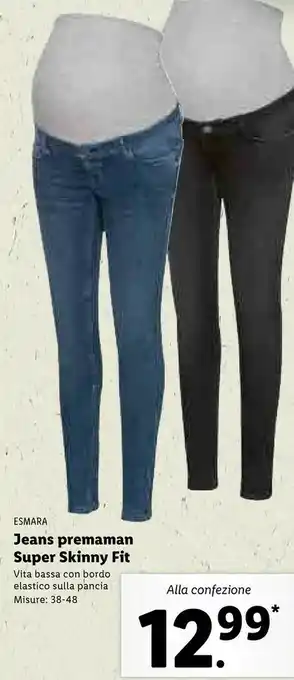 Lidl Jeans Premaman Super Skinny Fit offerta