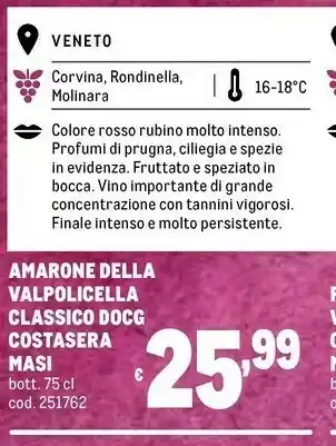 Metro Rubino Amarone offerta