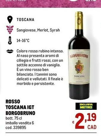 Metro Rubino Chianti offerta