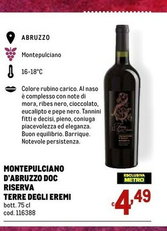 Metro Rubino Montepulciano d'Abruzzo offerta