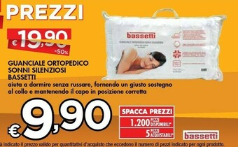 Bennet Bassetti Guanciale Ortopedico Sonni Silenziosi offerta