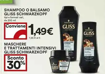 Coop Schwarzkopf Gliss Kur 2470095 Balsamo Per Capelli Donne 200 Ml offerta