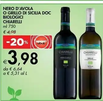 Bennet Chiarelli Nero D'Avola O Grillo Di Sicilia DOC Biologici offerta