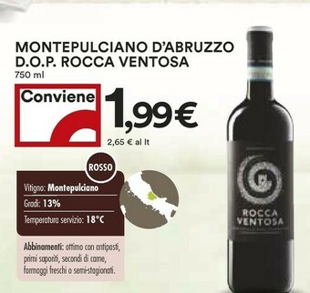Coop Roccaventosa Montepulciano D'Abruzzo 750 G(ml) offerta