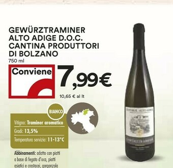 Coop Gewurztraminer Alto Adige Doc Cantina Produttori Di Bolzano offerta