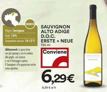 Coop Sauvignon Alto Adige Doc Erste + Neue offerta