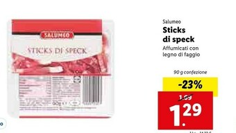 Lidl Salumeo Sticks Di Speck 90 G offerta