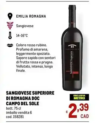 Metro Rubino Vino offerta