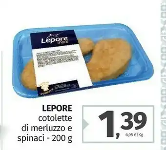 Lepore mare Cotolette Di Merluzzo E Spinaci