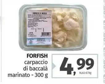 Pam Forfish Carpaccio Di Baccala Marinato 300 G offerta