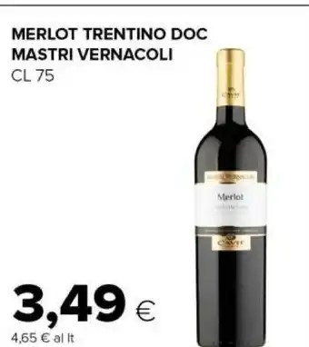 Tigre Mastri vernacoli Merlot Trentino DOC 750 Ml offerta