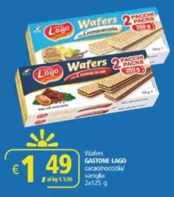 Supermercati Dok Wafers GASTONE LAGO cacao/nocciola/ vaniglia 2x125 g offerta