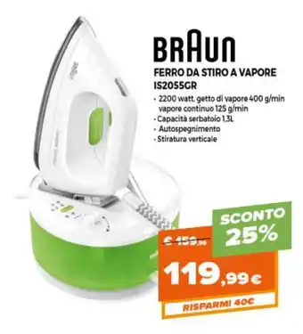 Parente Expert Braun Ferro Da Stiro A Vapore IS2055GR offerta