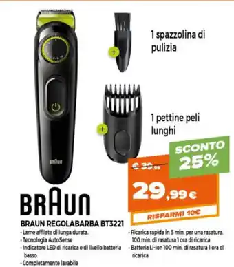 Parente Expert Braun Regolabarba BT3221 offerta