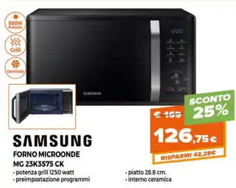 Parente Expert Samsung Forno Microonde MC 23K3575 CK offerta